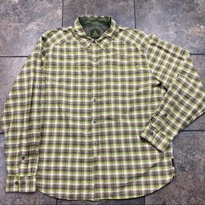 Men’s prAna Long Sleeve Plaid Button Down Shirt Size XL